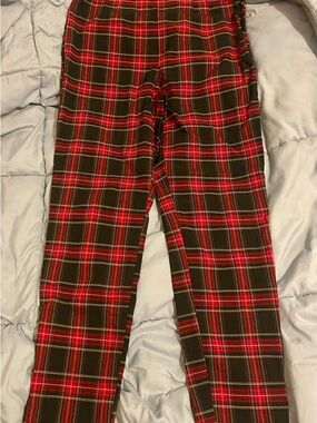 Red & black Plaid Stretch Pants